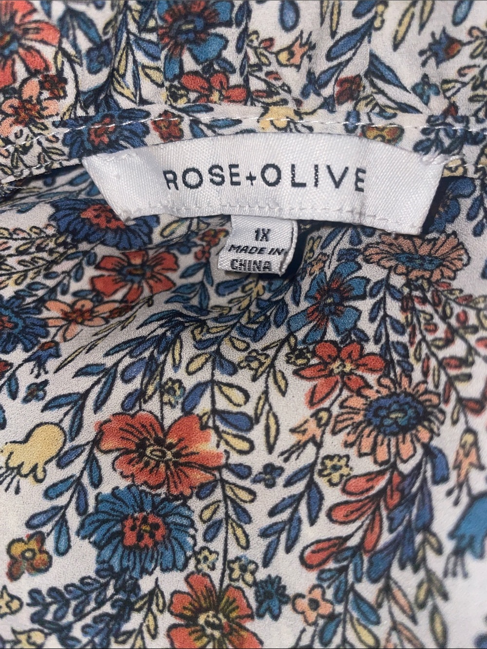 Rose & Olive Blue and Coral Floral Tiered Short Sleeve Tunic - Picture 5 of 5